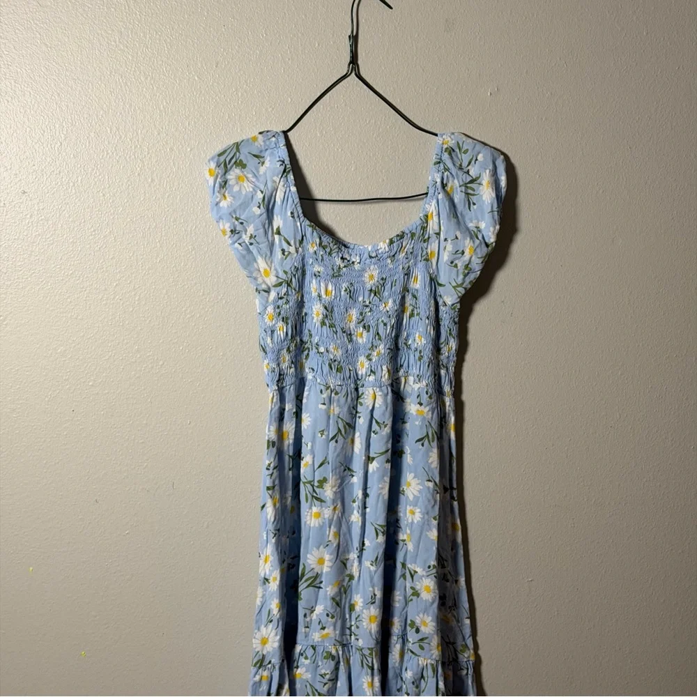 Children’s Place Kids Girl‎ Floral Blue Dress Short Sleeves Smocked size 16 XXL